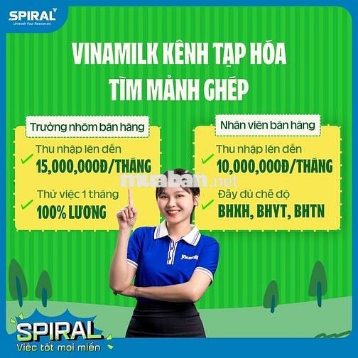 DAK LAK -VINAMILK TUYỂN NHÂN VIÊN BÁN HÀNG TẠP HÓA
