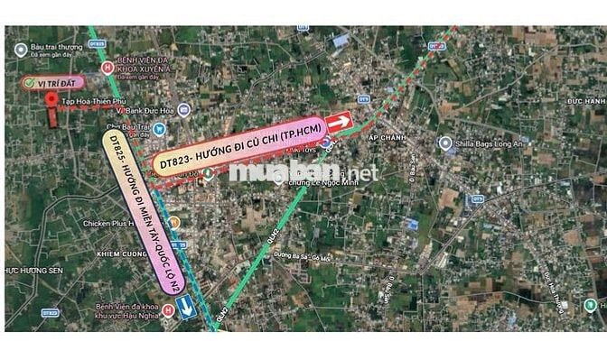 Bán 5,090 m2 đất Thổ + Lúa mặt tiền đường nhựa tại Đức Hòa, Long An