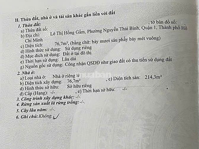 Bán nhà Lê Thị Hồng Gấm Quận 1, 4x19m, 5 tầng, giá 60 tỷ