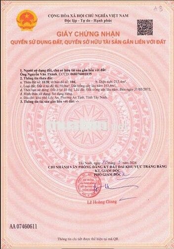 Đón sóng cao tốc-Trảng Bàng-đường Đặng Văn Trước-DT213m2-giá 795tr-SHR