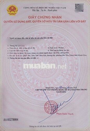 Đón Đầu KĐT Núi Cô Tiên Nha Trang Tái Định Cư Hòn Xện Ngang 7m ĐẹP