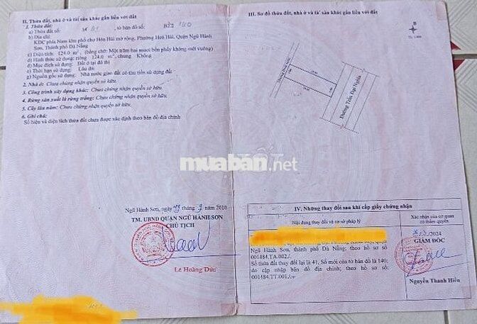 Bán đất thổ cư MT đường Trần Đại Nghĩa, Ngũ Hành Sơn, Đà Nẵng, 120trđ