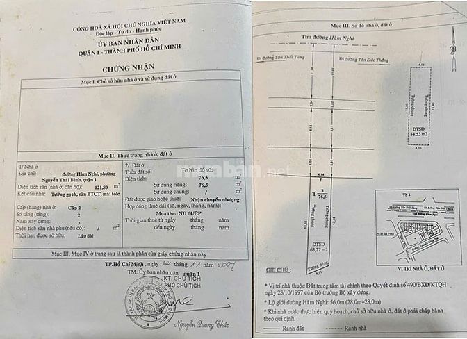 Bán nhà Quận 1, mặt tiền Hàm Nghi, 8m x 17m, 2 tầng, giá 340 tỷ