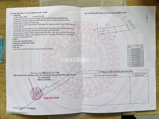 VPU82 Bán đất hẻm oto thôn Tây xã Vĩnh Phương cũ 