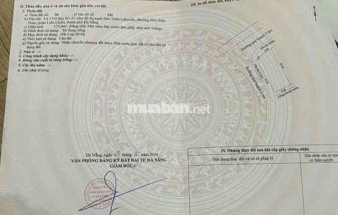 Bán lô góc 176m2 trước 10 toà The Ori Garden, Liên Chiểu, vị trí k
