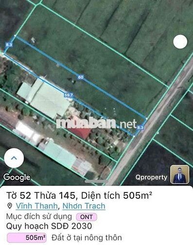 Chính chủ bán đất full thổ cư 505m đường Hùng Vương Nhơn Trạch