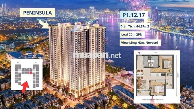 BÁN GẤP CĂN PENINSULA 2 PN VIEW TRỰC DIỆN SÔNG HÀN - TẦNG CAO