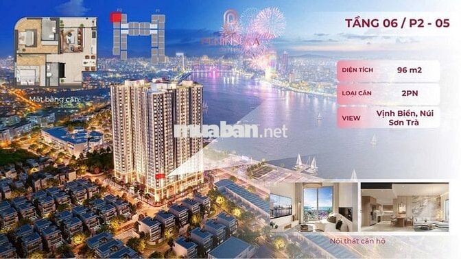 PENINSULA BÁN NHANH CĂN 2PN TẦNG 6 – VIEW VỊNH ĐÀ NẴNG & NÚI SƠN TRÀ