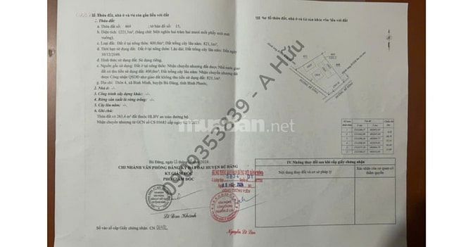 Chính chủ bán đất 1.221m² Bù Đăng, Bình Phước – Giá 1,5 tỷ