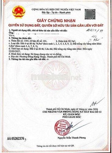 Bán lô đất 2mt chữ L 82.7m2, HXH, Tân Hưng Thuận, Q12. 4ty