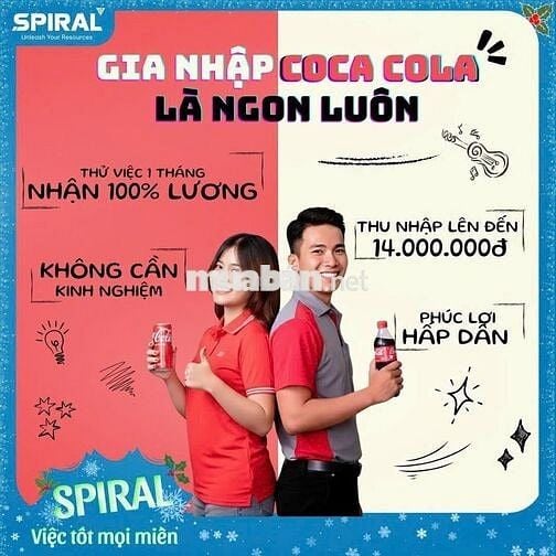 COCA-COLA TUYỂN NHÂN VIÊN KINH DOANH THỊ TRƯỜNG
