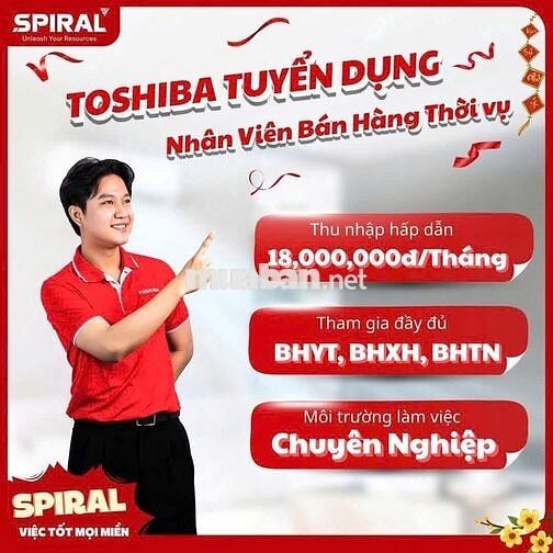 ĐÀ NẴNG TUYỂN NHÂN VIÊN BÁN HÀNG THỜI VỤ TOSHIBA