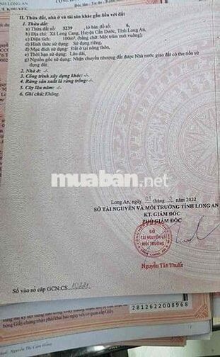 Chính chủ bán nhanh 100m2, Full thổ, Sổ hồng riêng, ngay uỷ ban xã.