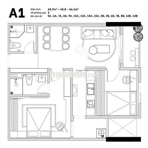 Căn hộ 64 m2 giá chỉ từ 2 tỷ3  - Sở Hữu Lâu Dài- Chiết Khấu  11%