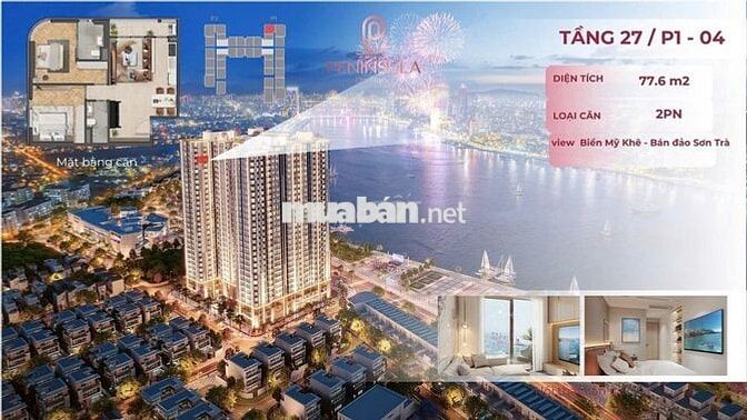 Độc quyền! Căn hộ 2PN 77,6 m2 Peninsula, tầng 27, chiết khấu cao.