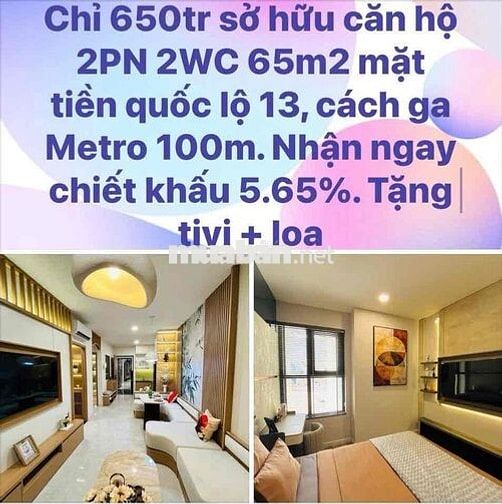 Căn hộ 2pn vốn ban đầu 145tr góp 0% lãi đến nhận nhà, MB bank bảo lãnh