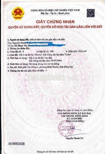 Bán đất mặt tiền Phú Riềng Đỏ, P Bình Phước, tp Đồng Nai siêu vip. 