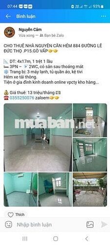 Cho thuê nhà diện tích rộng Gò Vấp