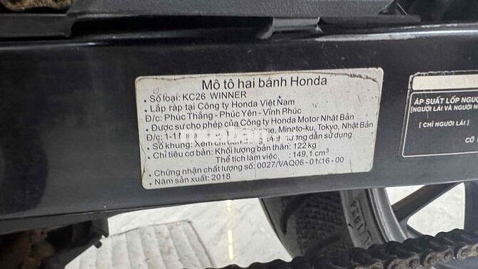 Honda Winner V1 Đen nhám - BSTP Cavet đầy đủ