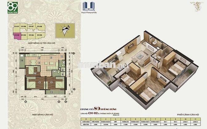 CC 89 PHÙNG HƯNG ( VIỆN QUÂN Y 103 ) HĐ CHÍNH CHỦ BÁN CĂN 3PN TẦNG 9 
