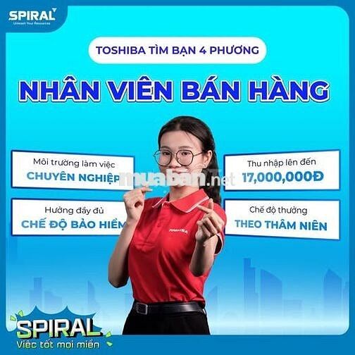 KHÁNH HÒA TUYỂN NHÂN VIÊN BÁN HÀNG THỜI VỤ TOSHIBA