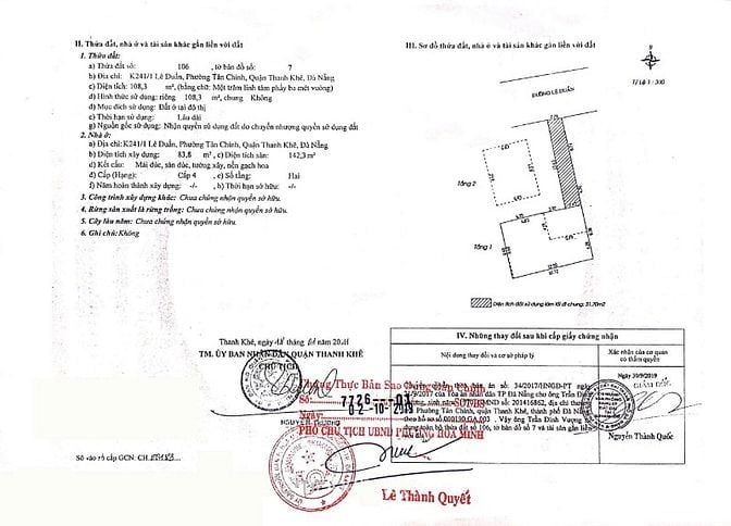 Chính chủ rao bán nhà đường Lê Duẩn - Đà Nẵng; DT108,3 m2; giá 13,2 tỷ