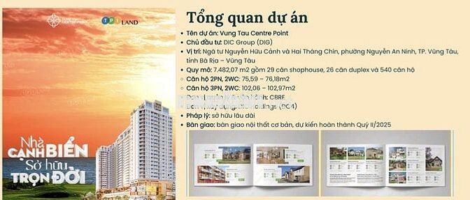 Bán căn hộ 72m2, 2PN tại dự án Centre Point Vũng Tàu