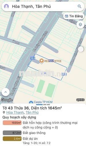 Chuyển nhượng lô đất MT Luỹ Bán Bích, Tân Phú