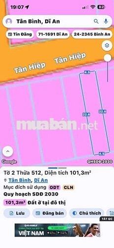ĐẤT MẶT TIỀN ĐƯỜNG TÂN HIỆP DĨ AN BÌNH DƯƠNG