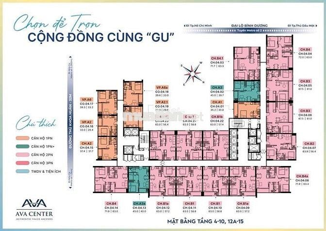 Căn hộ AVA center, QL13, 38tr/m2, tặng full nội thất