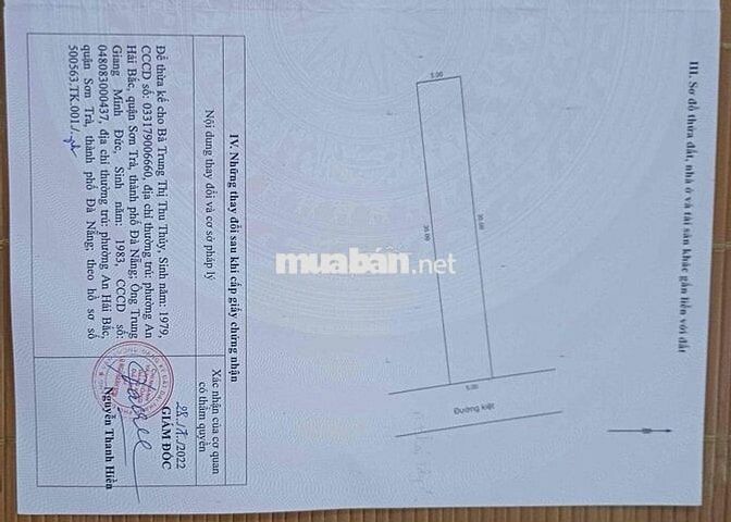 CHÀO BÁN LÔ ĐẤT MT KHẢI TÂY DT 175M NGANG 5M  NGŨ HÀNH SƠN