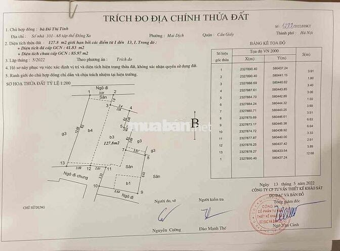 Bán nhà ngõ 118 mai dịch 23 tỷ Diện tích 128m²