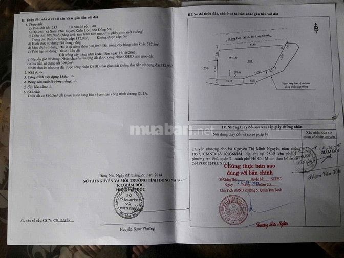 Miếng đất mặt tiền QL1 tiềm năng phát triển