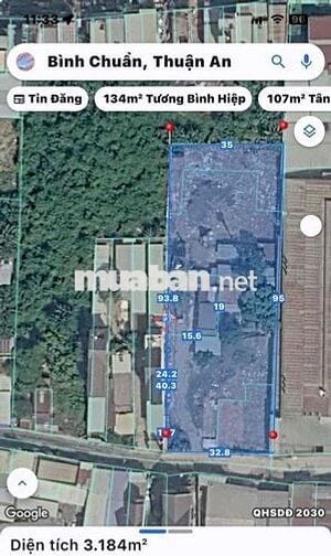 Đất mặt tiền An Phú 19 Thuận An đường xe công thông 34x95 nở hậu 35m.