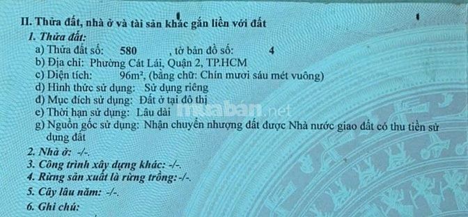 BÁN LÔ ĐẤT ĐƯỜNG 11 CÁT LÁI – 96M2 – HẺM Ô TÔ
