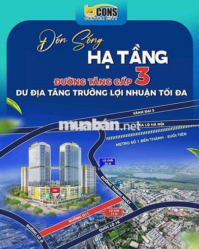 💥HIẾM CẦN BÁN GẤP CĂN 3PN 2WC BCONS CENTER GIÁ GỐC F0 GĐ1 55tr/m2