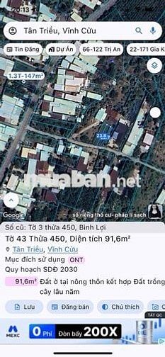 đất nền giá rẻ thổ cư 100%, phường Tân Triều, Vĩnh Cửu, Đồng Nai