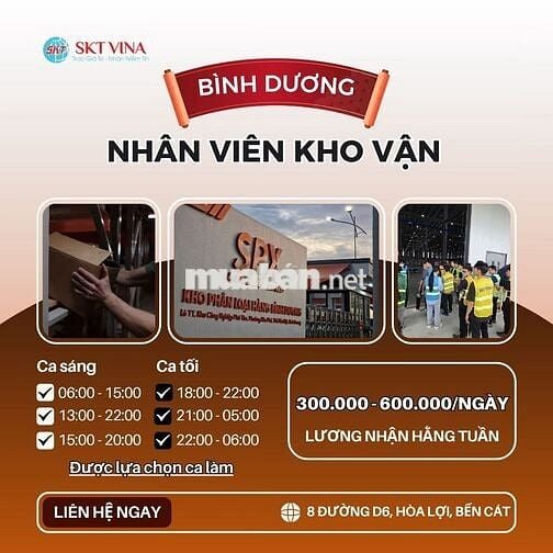 Bình Dương | Nhân Viên Kho Thời Vụ