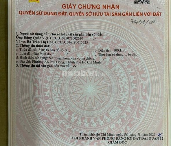 Bán nhà mặt tiền Nguyễn Thị Nhuần (An Phú Đông 09)