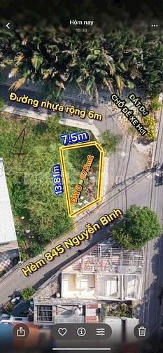 Đất Thổ 88 m2, 3 Mặt tiền, Xã Nhơn Đức,hẻm 7m,XD Ngay