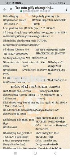 Toyota Hiace Van 3 chỗ 940kg 2006 Máy dầu