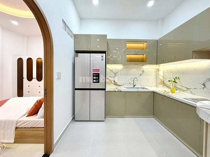 Lên sóng nhà mới Full nội thất Nơ Trang Long 3 tầng ngang to DT 64m2 
