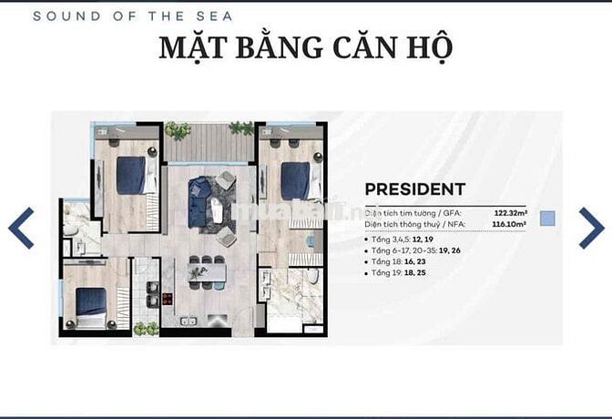 Chỉ 6.350tỷ sở hữu căn hộ 3pn view Biển chung cư The Sóng Vũng Tàu.LH