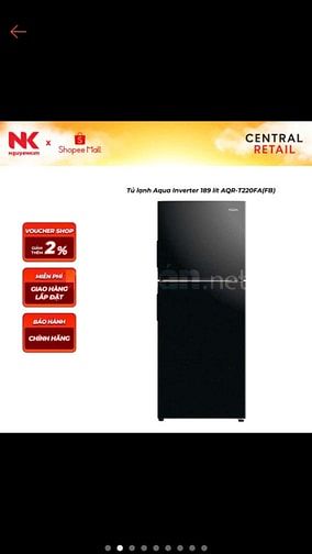 Bán tủ lạnh AQUA 189l, 2 cánh , màu đen, như mới
