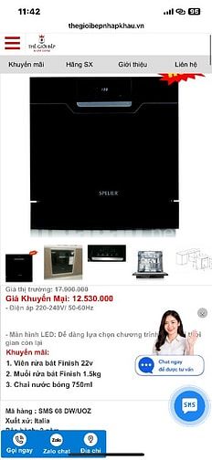 Tôi Cần Chuyển nhượng Máy rửa bát Spelier nhập
