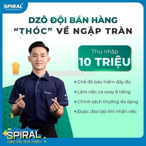 ĐỒNG THÁP TUYỂN NHÂN VIÊN BÁN HÀNG HÃNG DAIKIN