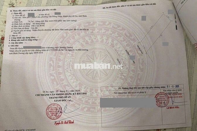 Đất kdc Chương Dương gần Ngã Tư Chiêu  p,Tân Đông Hiệp Tp Dĩ An 