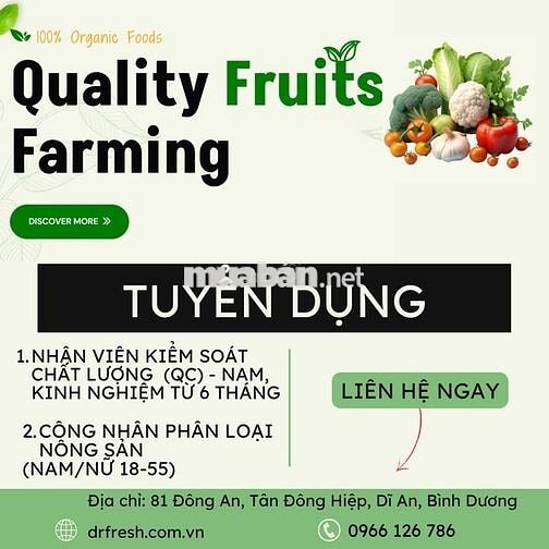 Việc làm Kiểm tra chất lượng (QC nông sản)
