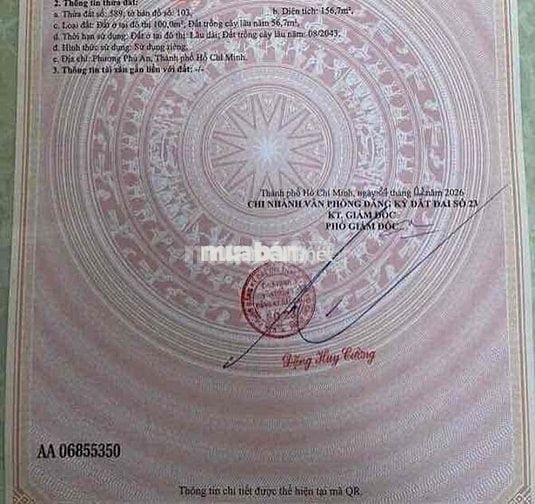 Đất đẹp mặt tiền Dx 89 nhựa 4,5m thông gần chợ Bưng Cầu 6x27