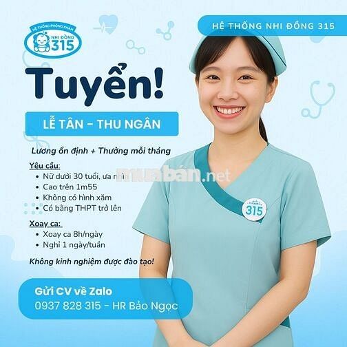 Tuyển Lễ tân_Phòng Khám Nhi đồng 315_Đồng Tháp